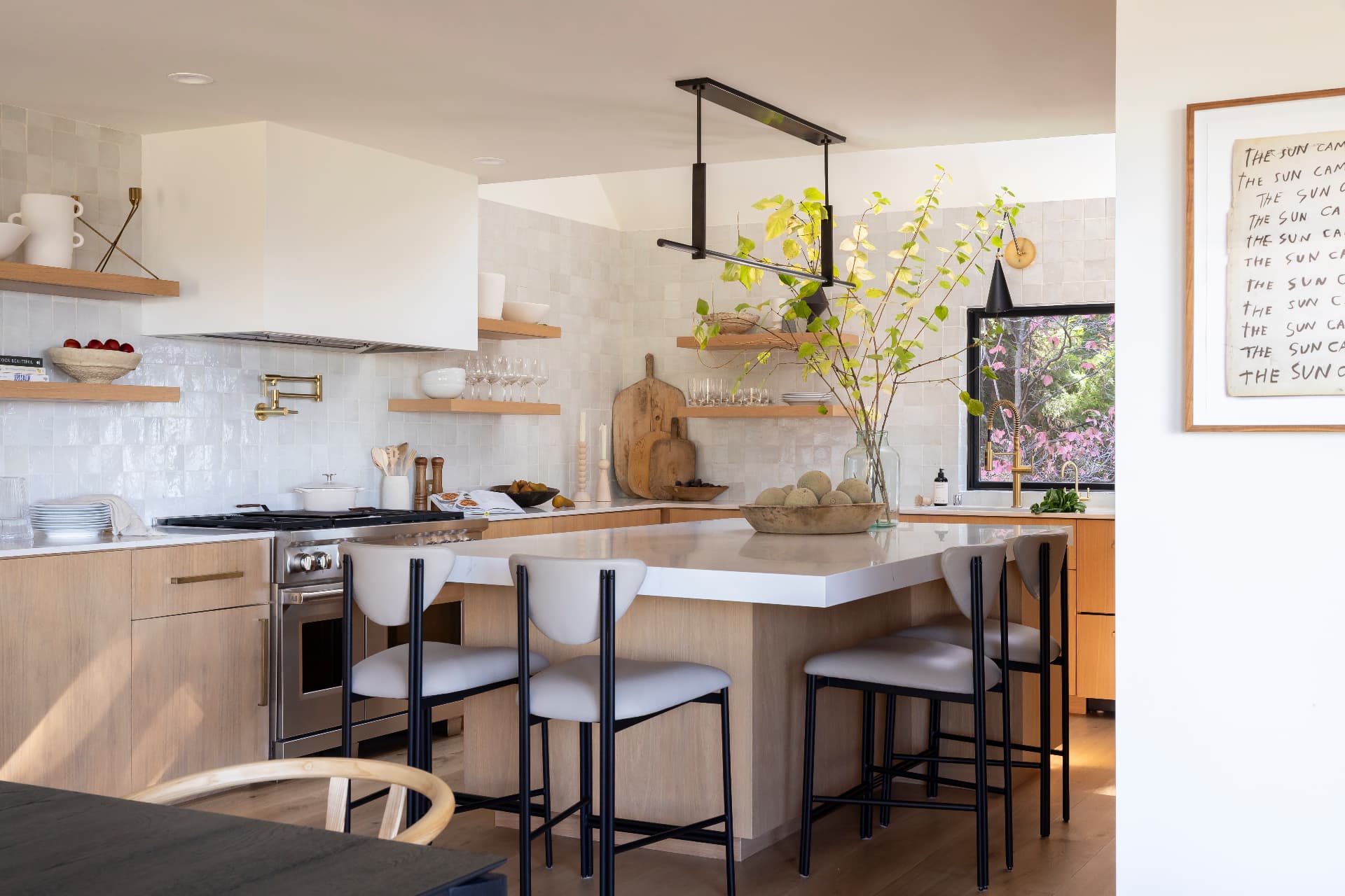 Kitchen with an oversized gathering island